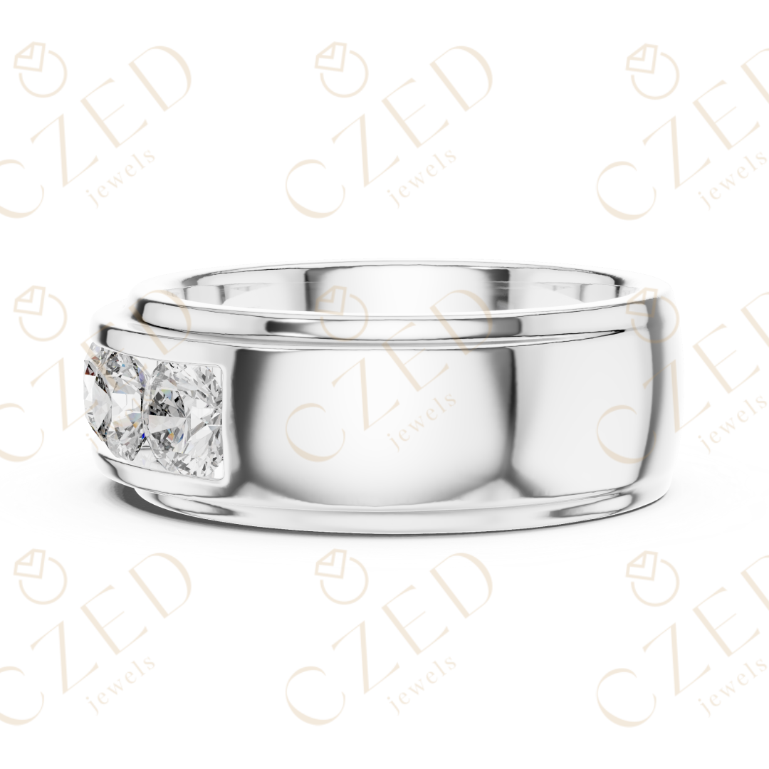 Round Brilliant Channel Set Diamond Men’s Band with Bold Symmetry