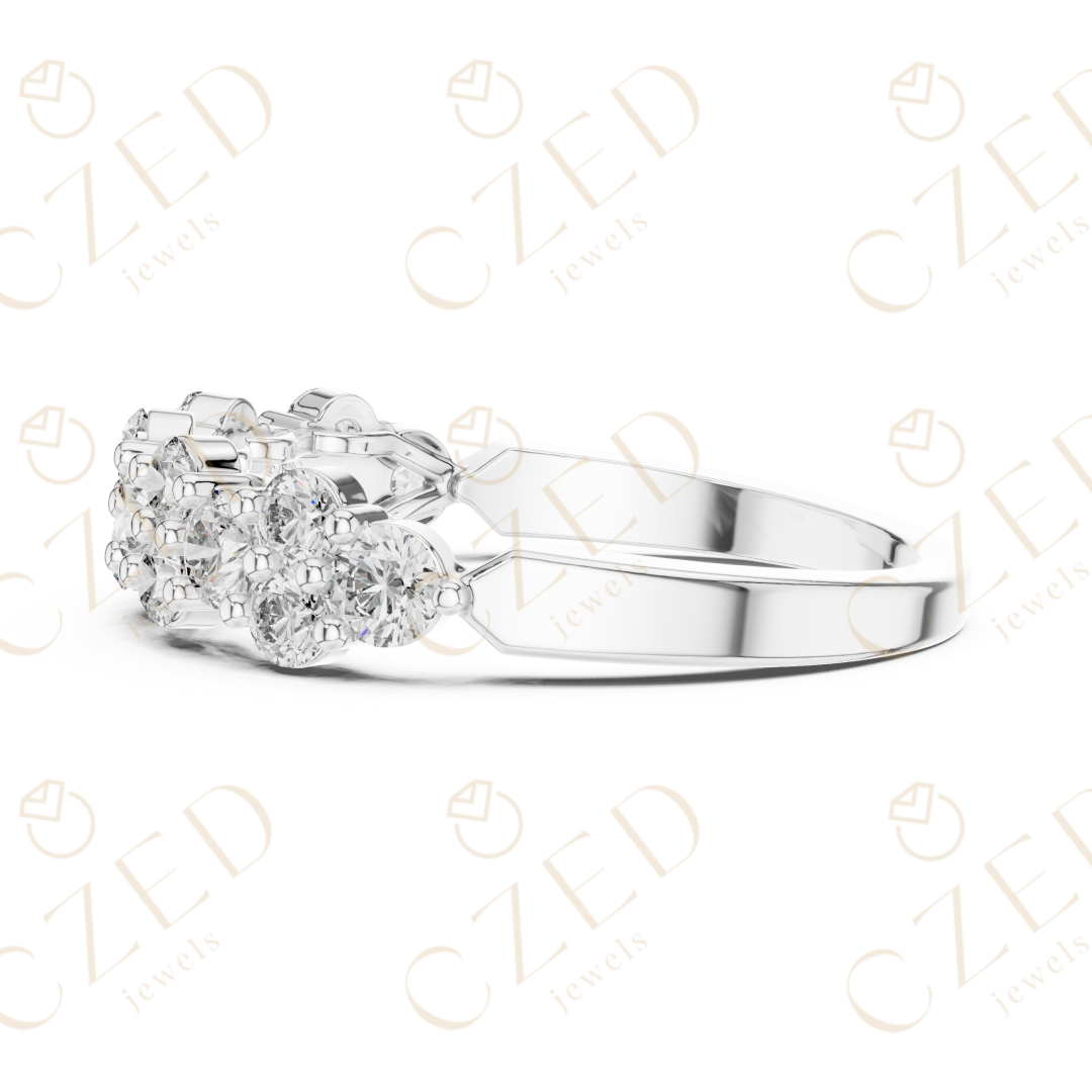 Round Brilliant Diamond Band Ring with Graduated Collet Setting