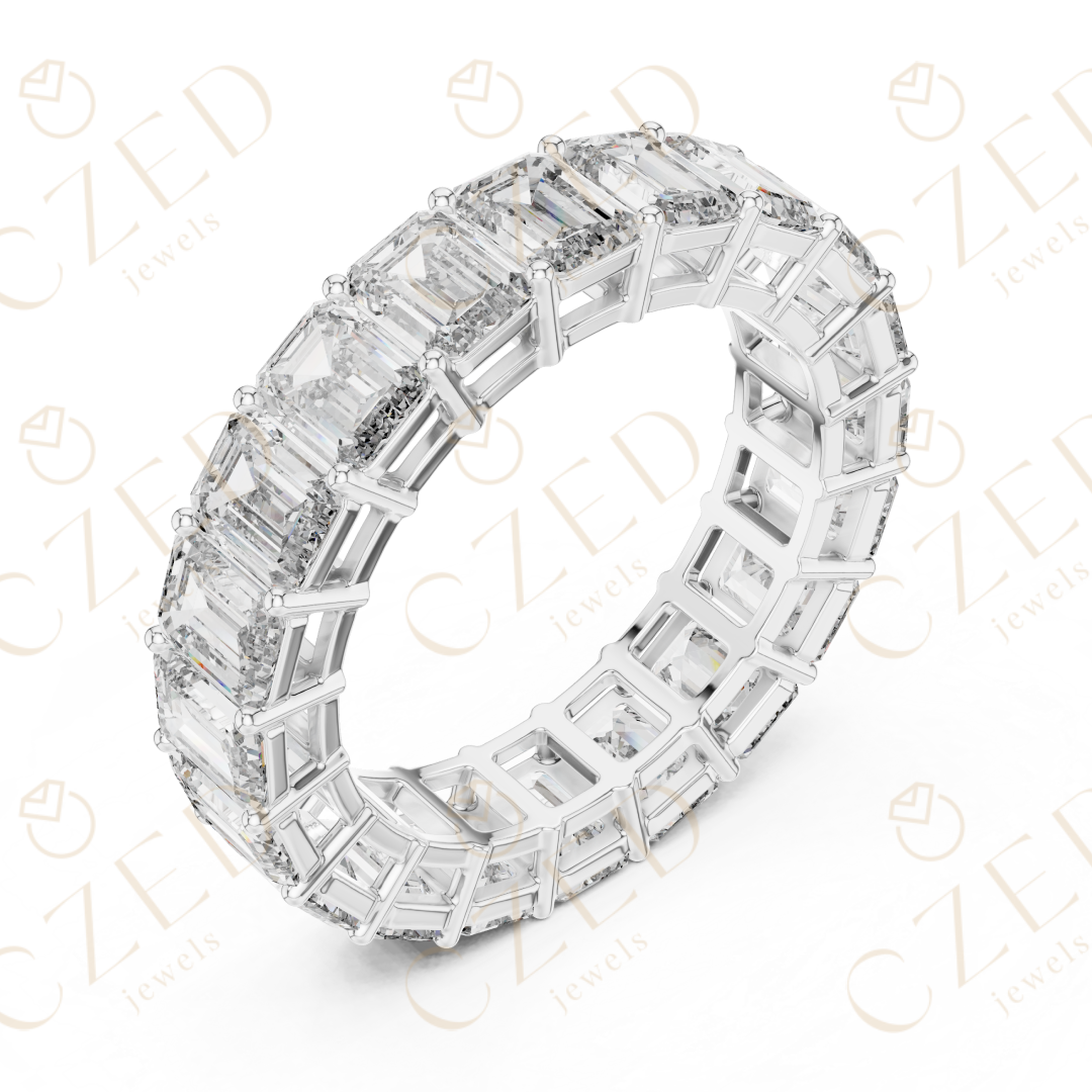 Emerald Cut Diamond Eternity Band Ring with Seamless Brilliance