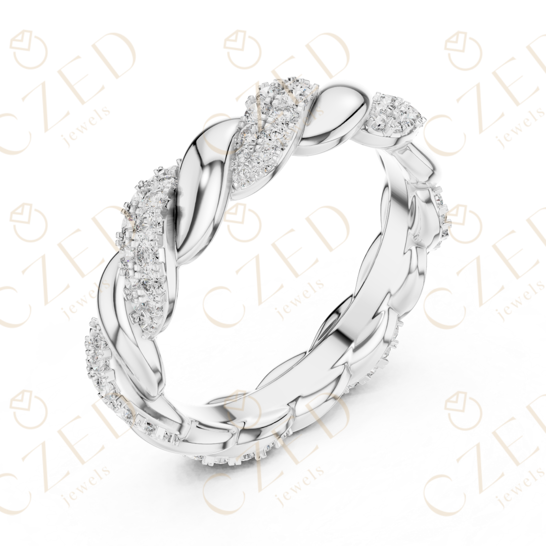 Round Cut Diamond Twisted Eternity Band