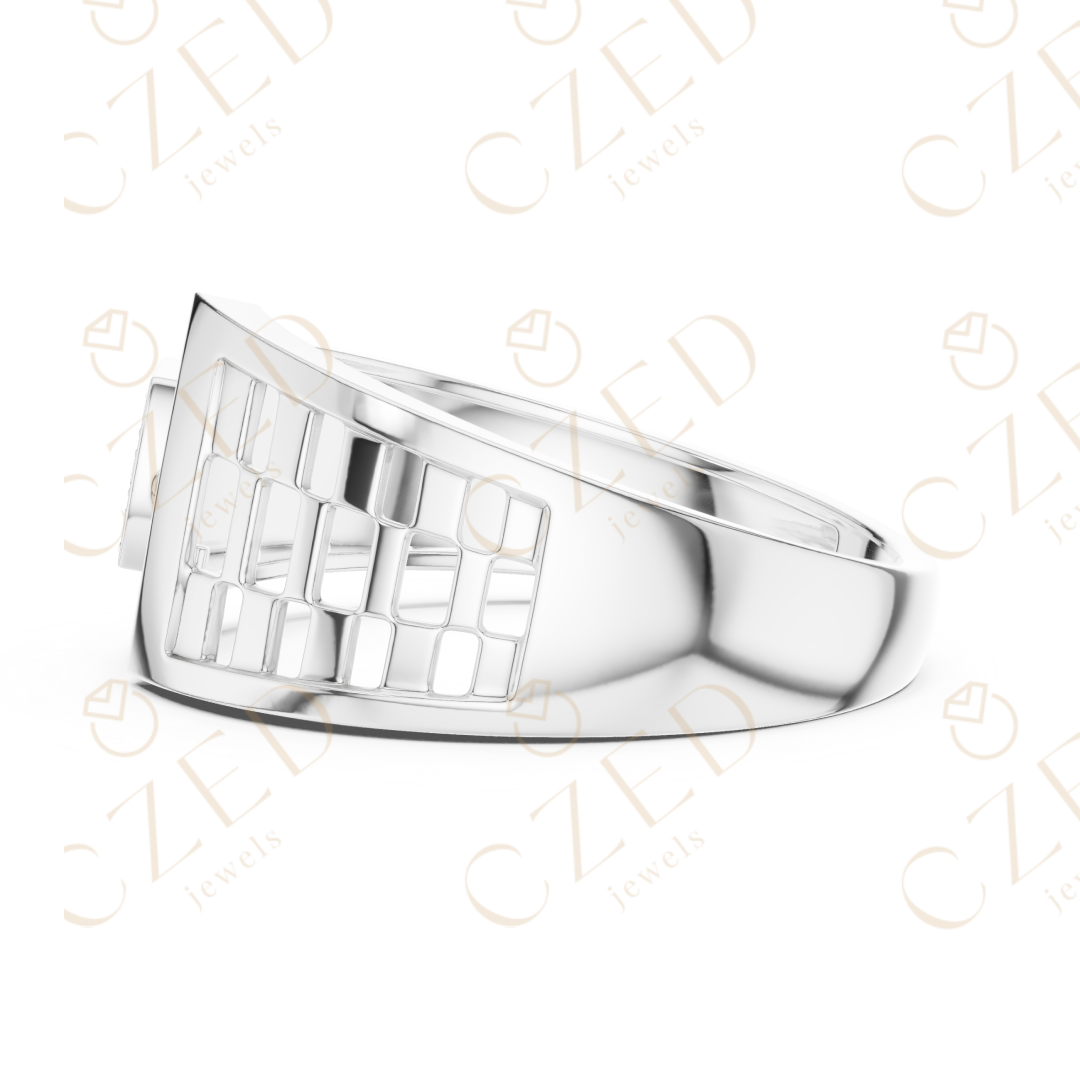 Modern Open Cuff Diamond Cluster Ring with Pavé Accents