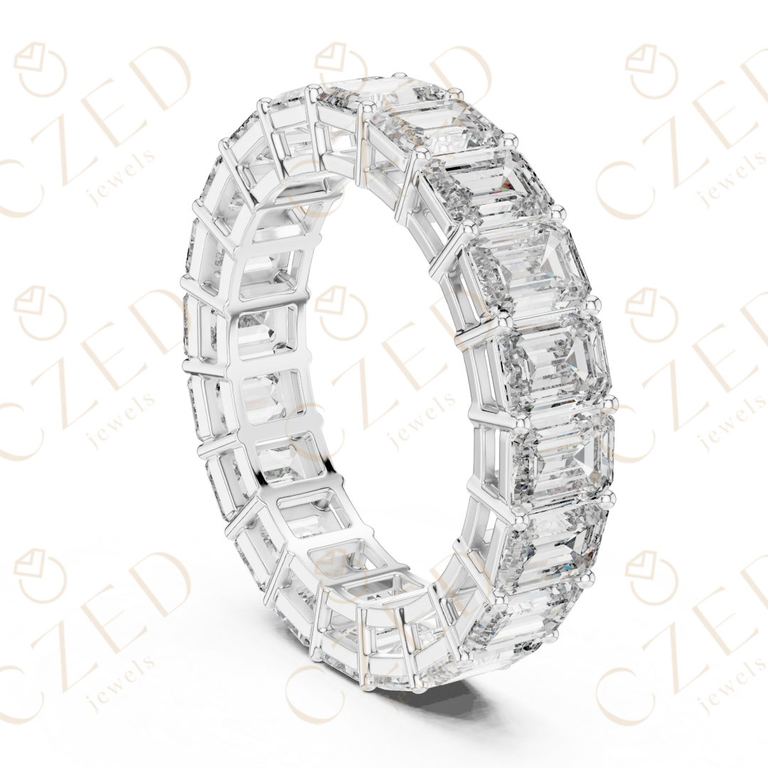 Emerald Cut Diamond Eternity Band Ring with Seamless Brilliance