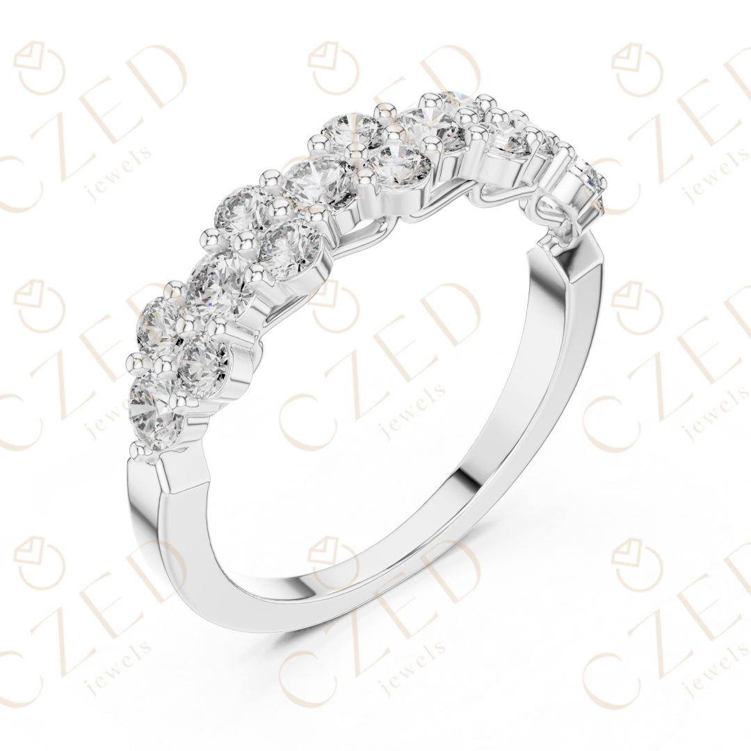 Round Brilliant Diamond Band Ring with Graduated Collet Setting