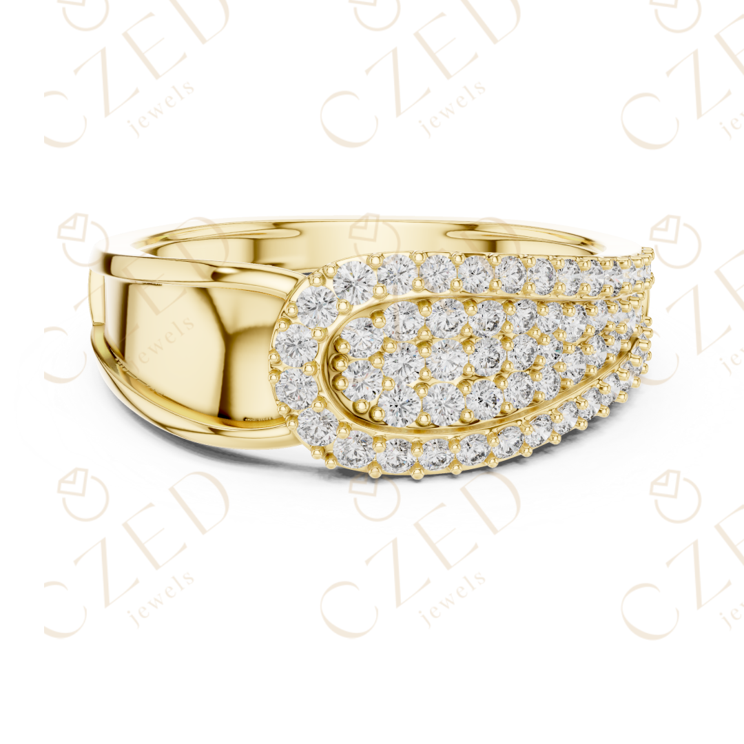 Oval Layered Diamond Cluster Ring with Graduated Pavé Design