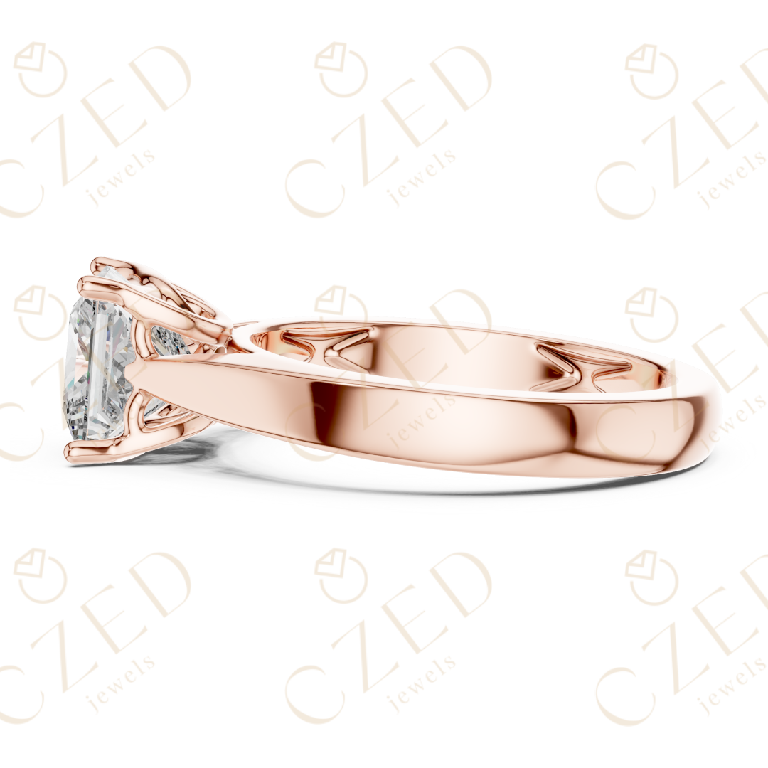 Princess Cut Solitaire Diamond Ring with Clean Modern Band