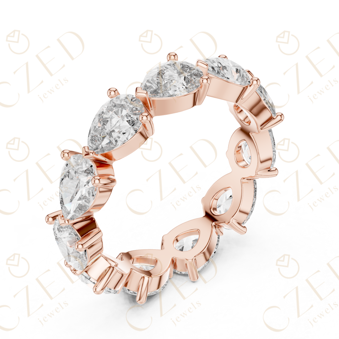 Pear Cut Diamond Eternity Band with Elegant Prong Set Brilliance