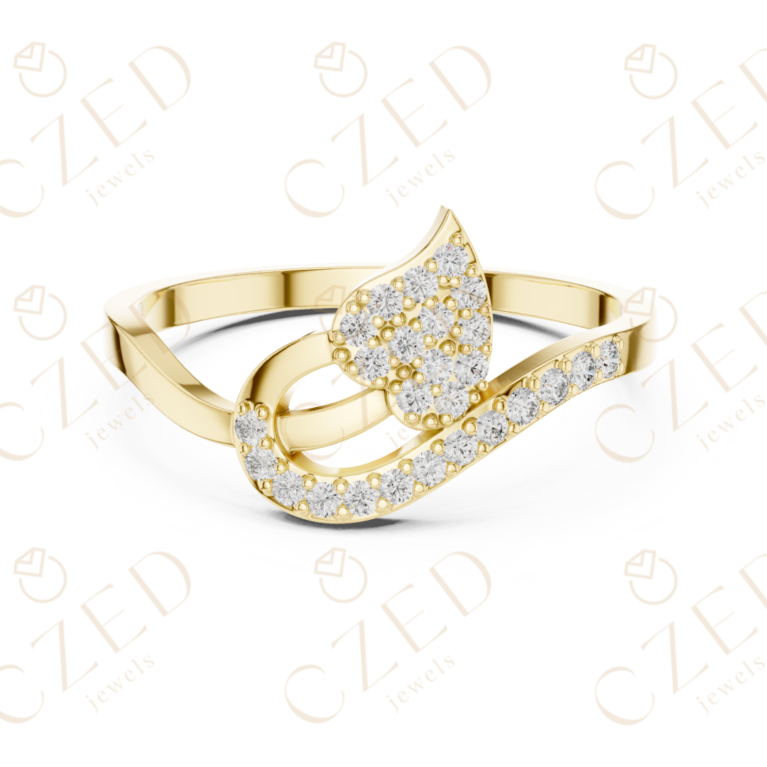 Pear Shaped Diamond Twist Open Halo Ring