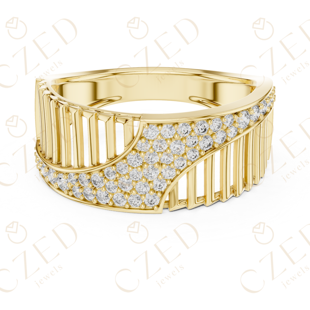 Round Cut Diamond Pavé Twist Openwork Band Ring