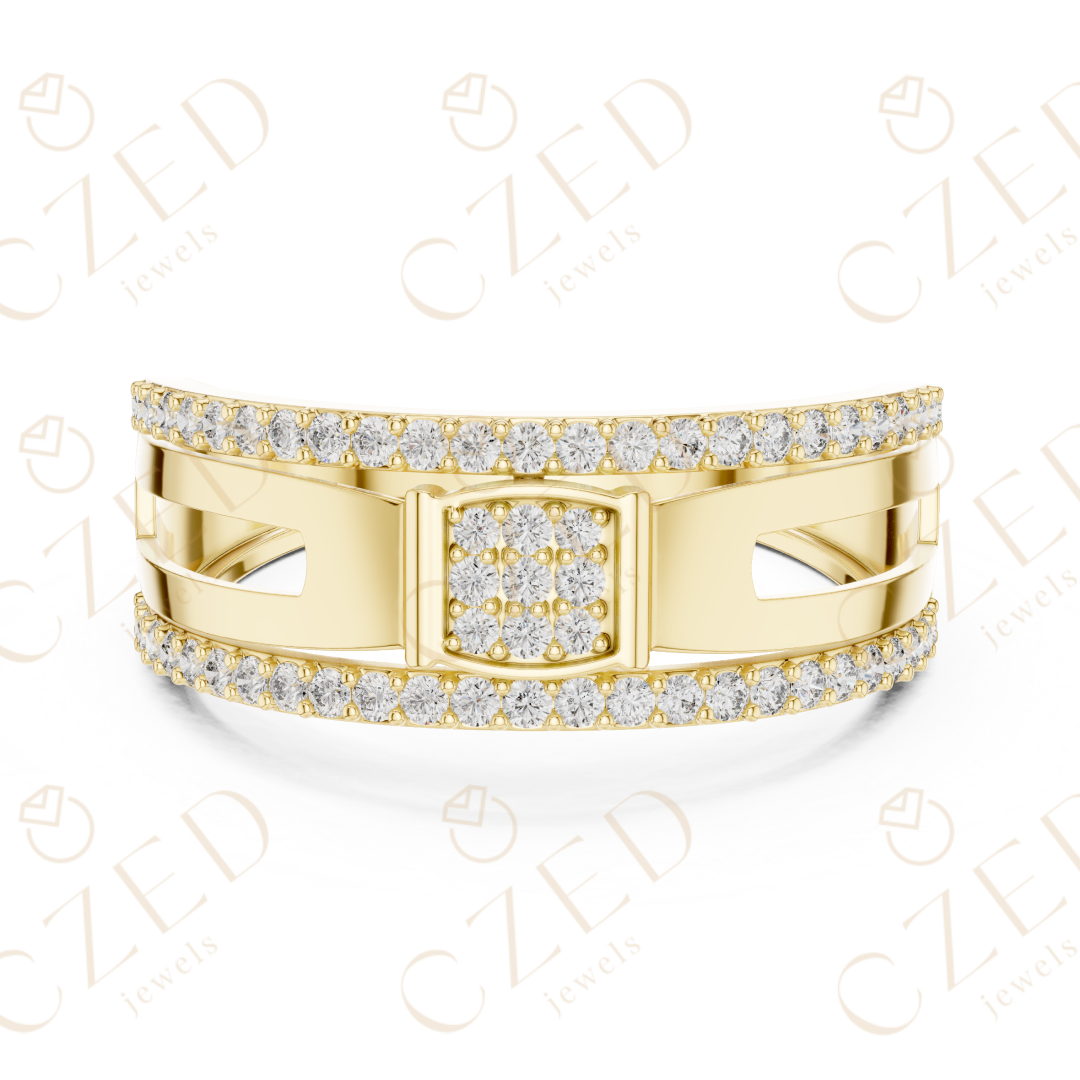 Tennis bracelet with polished diamond line.