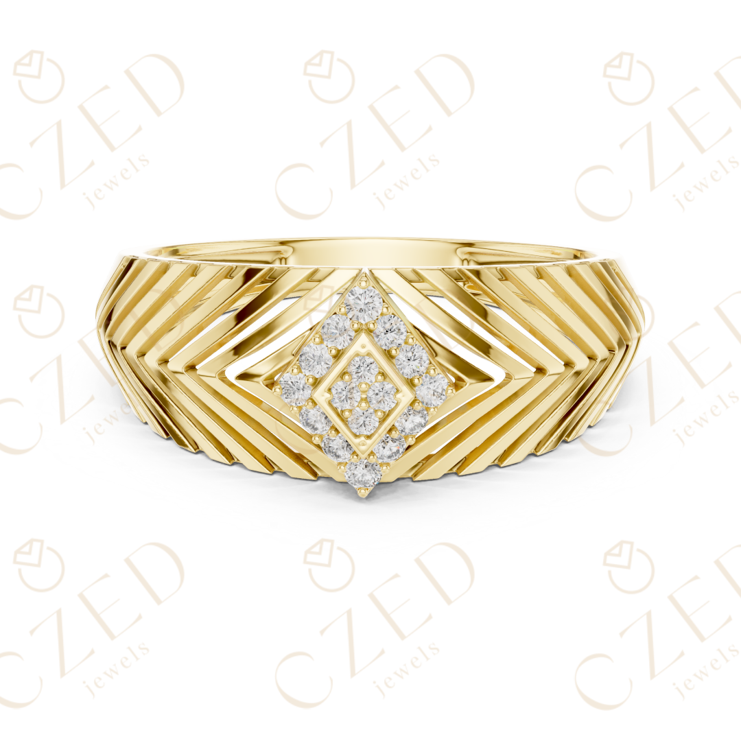 Round Cut Diamond Geometric Panel Band