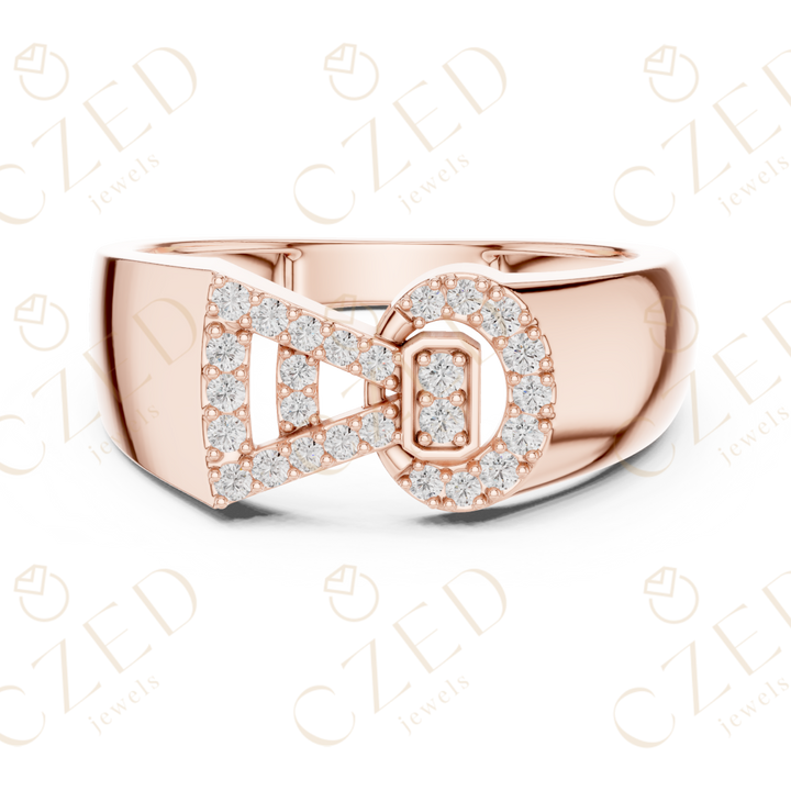 Round Cut Diamond Geometric Interlock Pavé Men’s Band