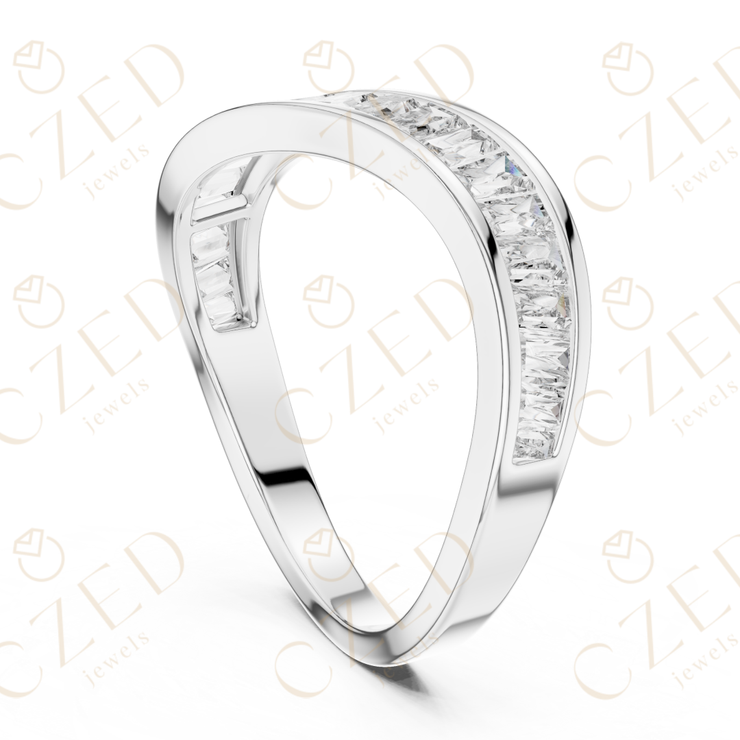 Baguette Cut Diamond Twist Band with Channel Setting
