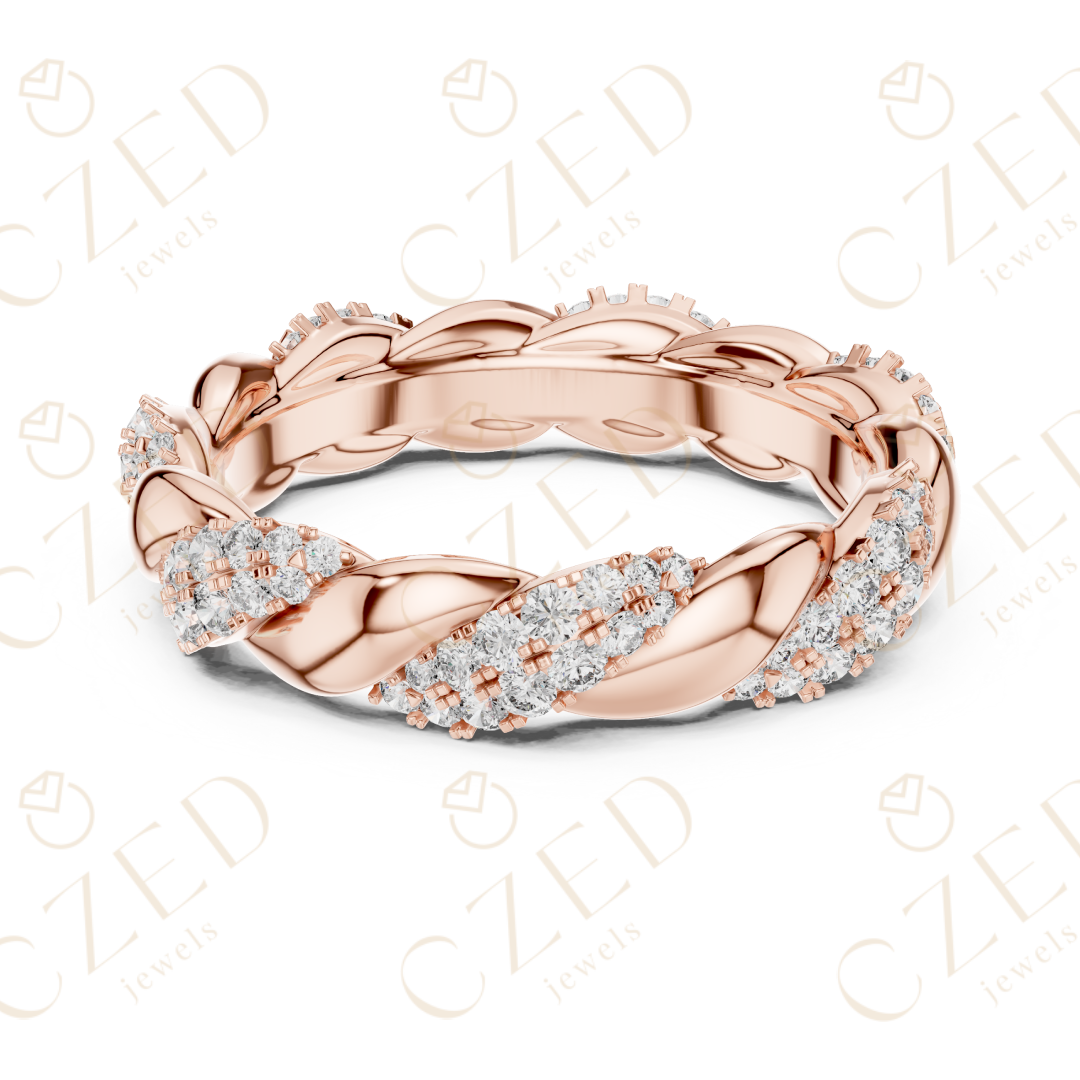 Round Cut Diamond Twisted Eternity Band