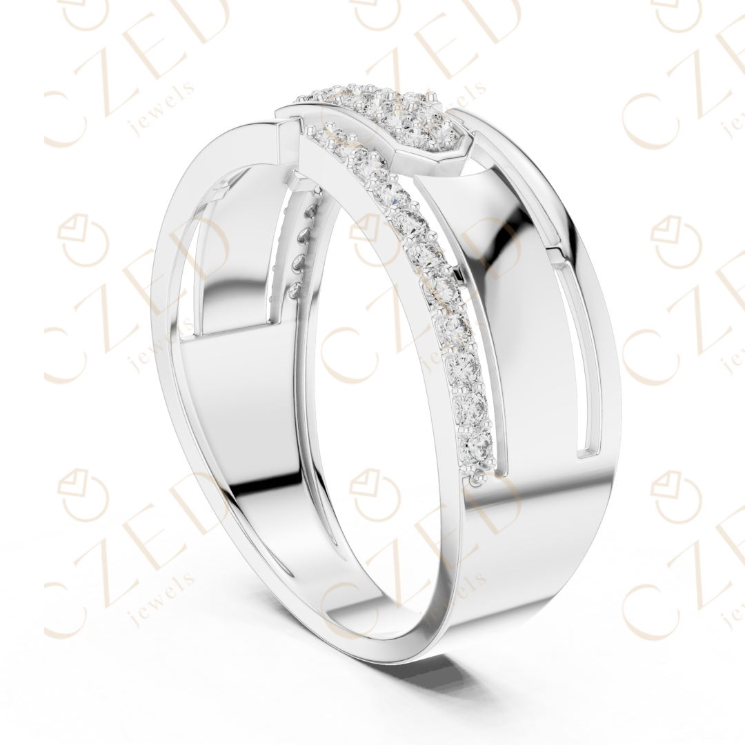 Modern Geometric Round Cut Diamond Statement Band