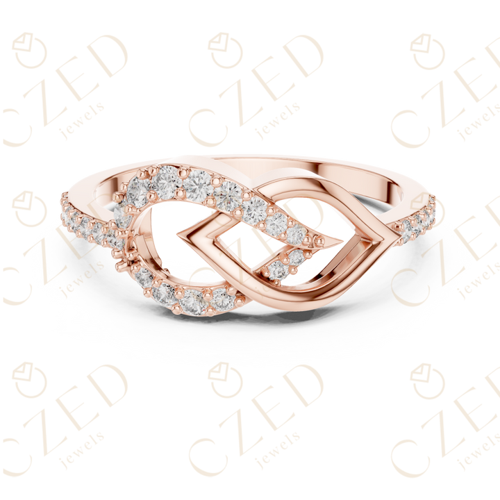 Round Cut Diamond Interlocking Twist Halo Ring