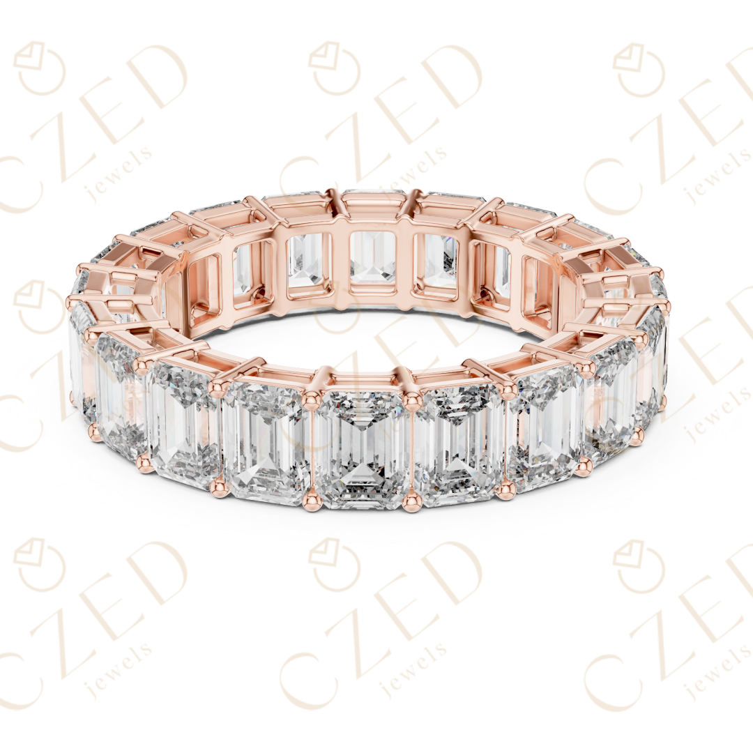 Emerald Cut Diamond Eternity Band Ring with Seamless Brilliance