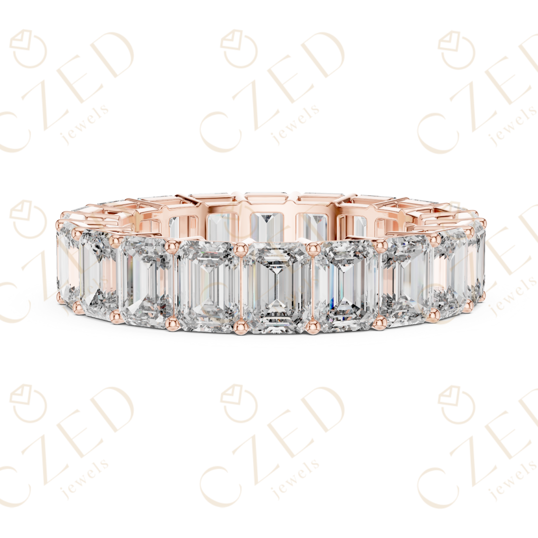 Emerald Cut Diamond Eternity Band Ring with Seamless Brilliance