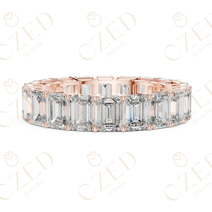 Emerald Cut Diamond Eternity Band Ring with Seamless Brilliance
