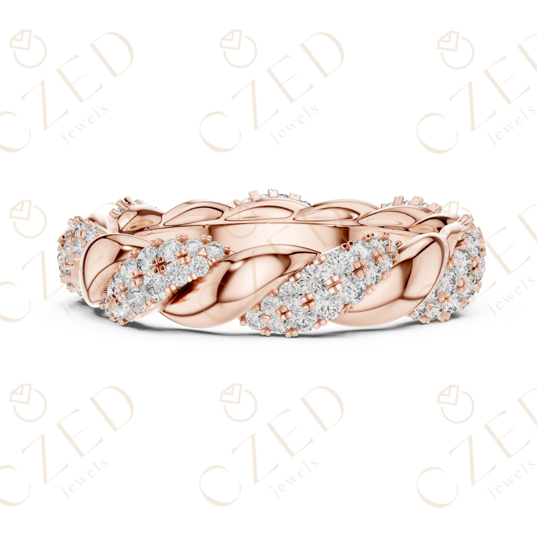 Round Cut Diamond Twisted Eternity Band