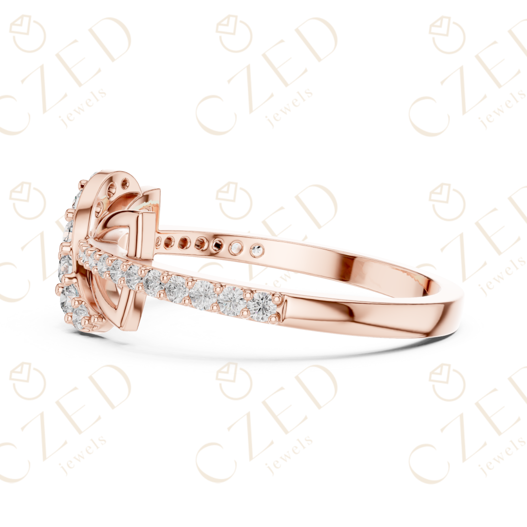 Round Cut Diamond Twist Infinity Fashion Ring with Pavé Accents