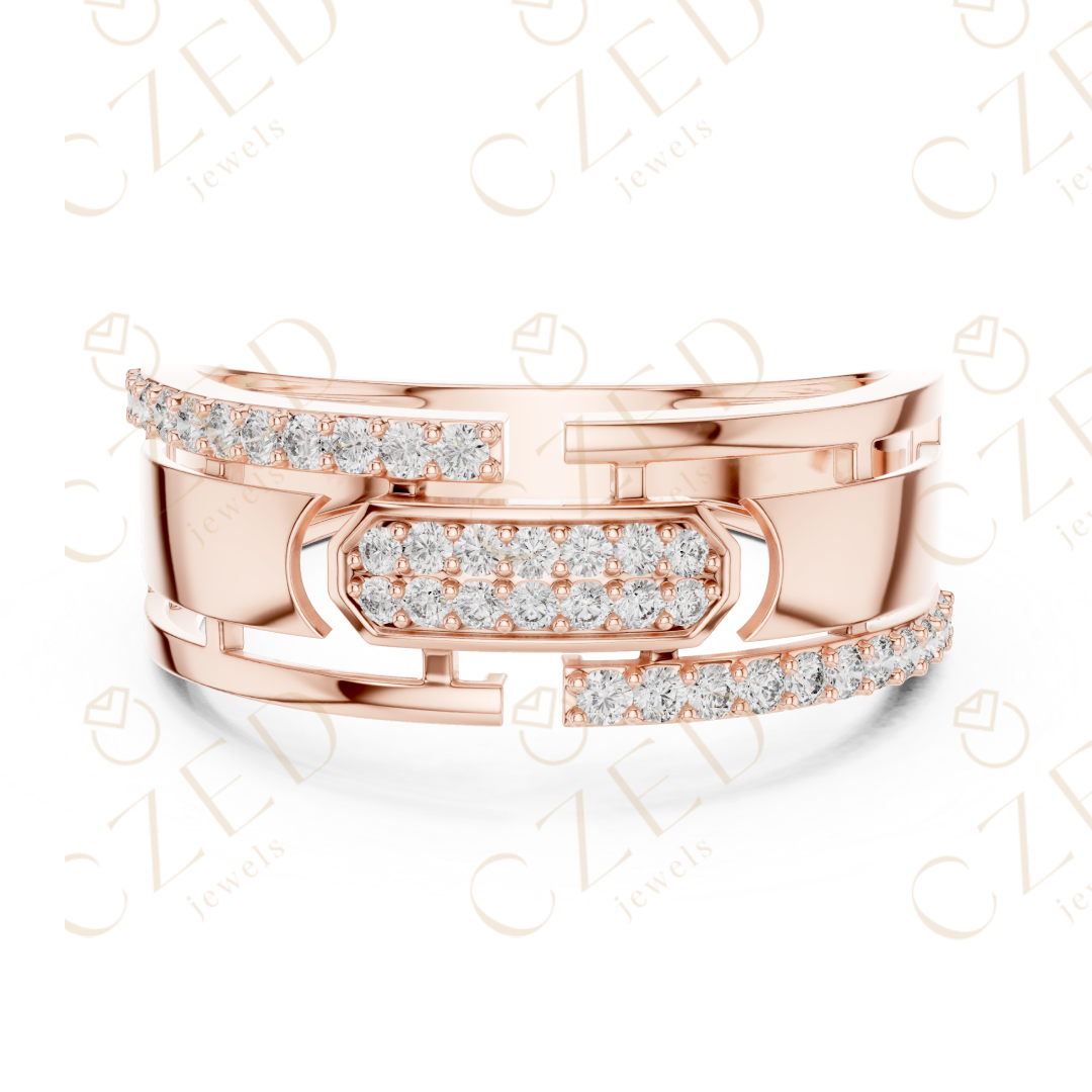 Modern Geometric Round Cut Diamond Statement Band