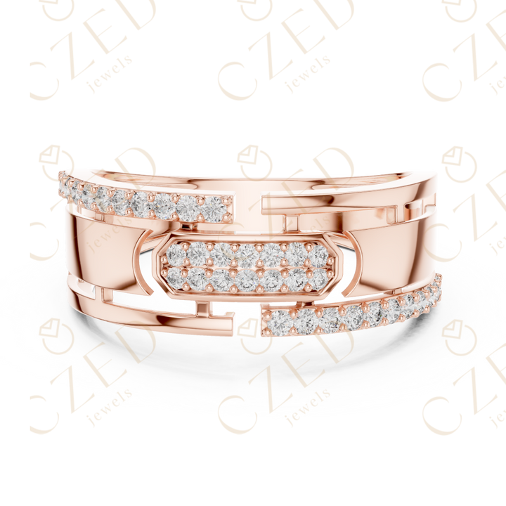 Modern Geometric Round Cut Diamond Statement Band