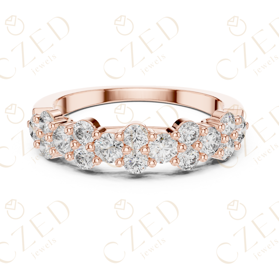 Round Brilliant Diamond Band Ring with Graduated Collet Setting