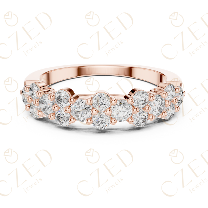 Round Brilliant Diamond Band Ring with Graduated Collet Setting