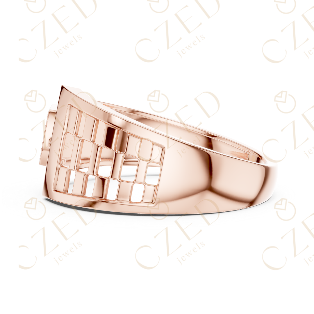 Modern Open Cuff Diamond Cluster Ring with Pavé Accents