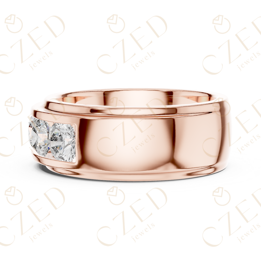 Round Brilliant Channel Set Diamond Men’s Band with Bold Symmetry