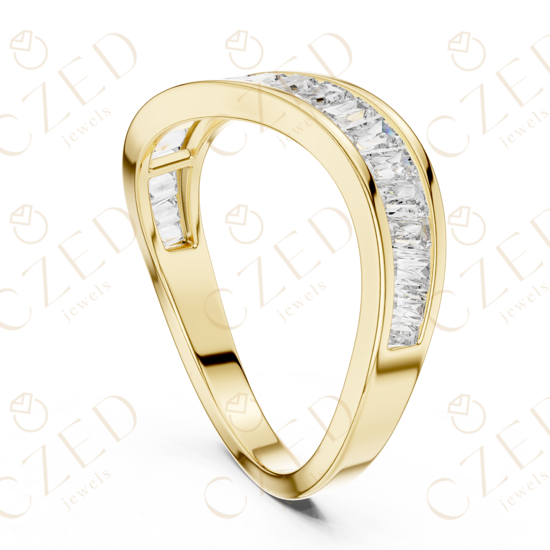 Baguette Cut Diamond Twist Band with Channel Setting