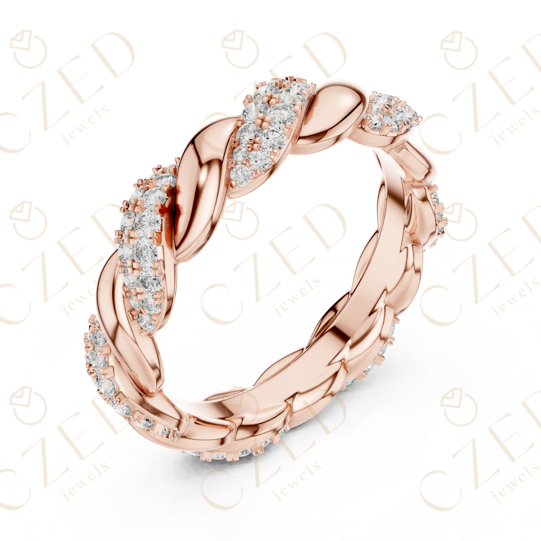 Round Cut Diamond Twisted Eternity Band