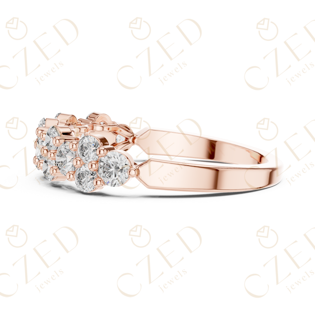 Round Brilliant Diamond Band Ring with Graduated Collet Setting