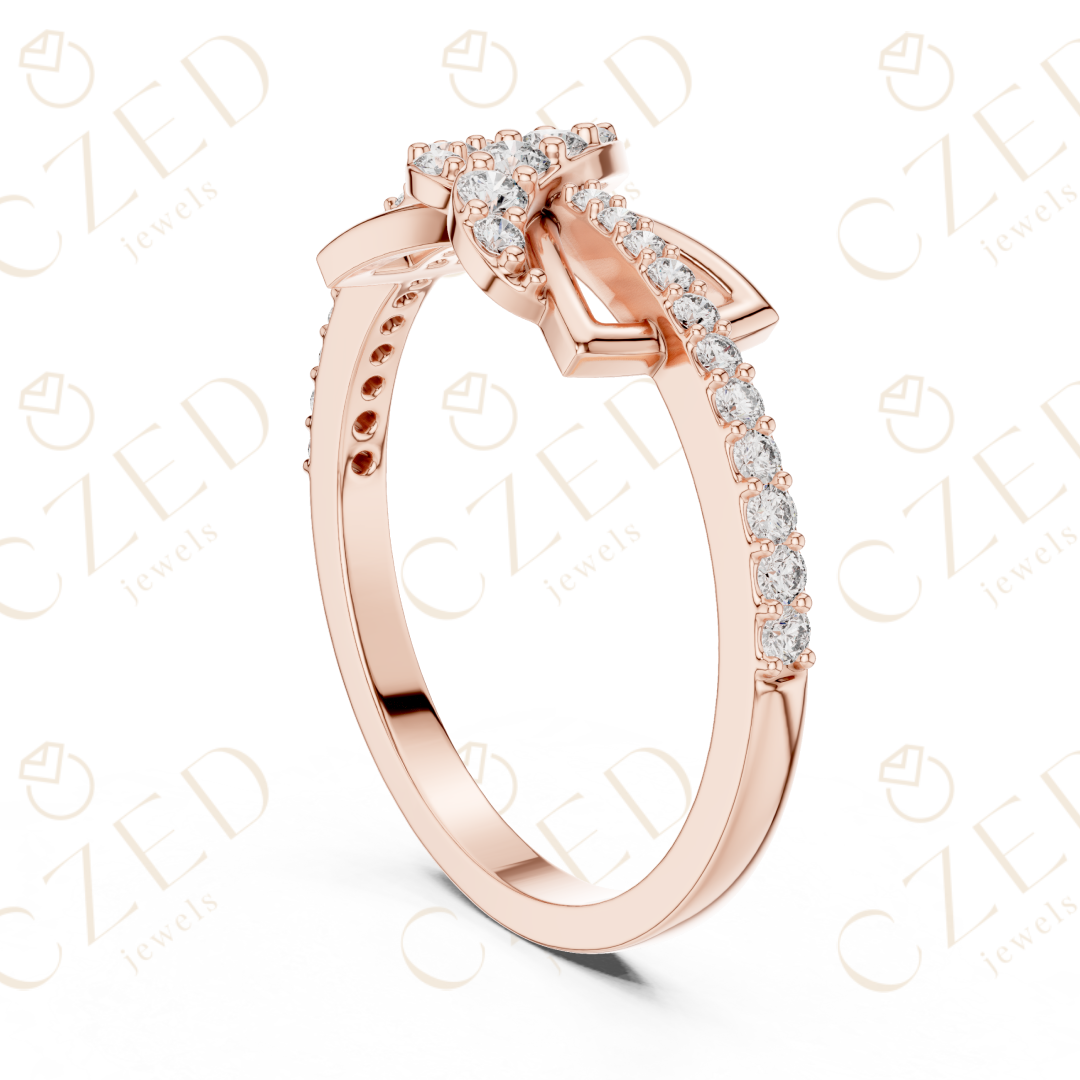 Round Cut Diamond Twist Infinity Fashion Ring with Pavé Accents