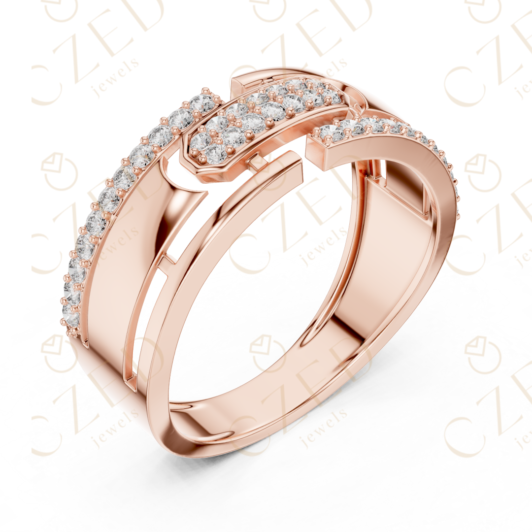 Modern Geometric Round Cut Diamond Statement Band