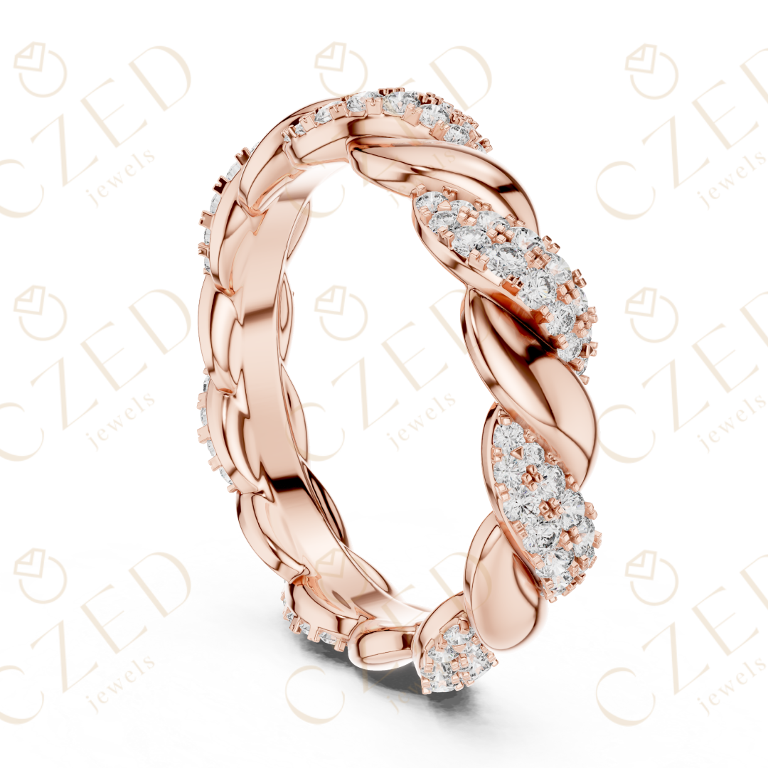 Round Cut Diamond Twisted Eternity Band