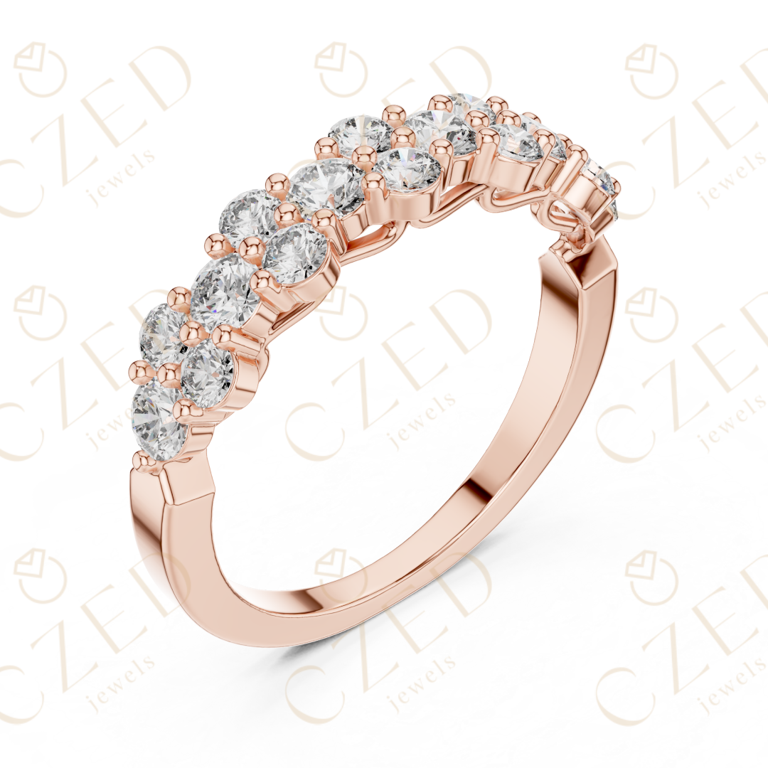 Round Brilliant Diamond Band Ring with Graduated Collet Setting