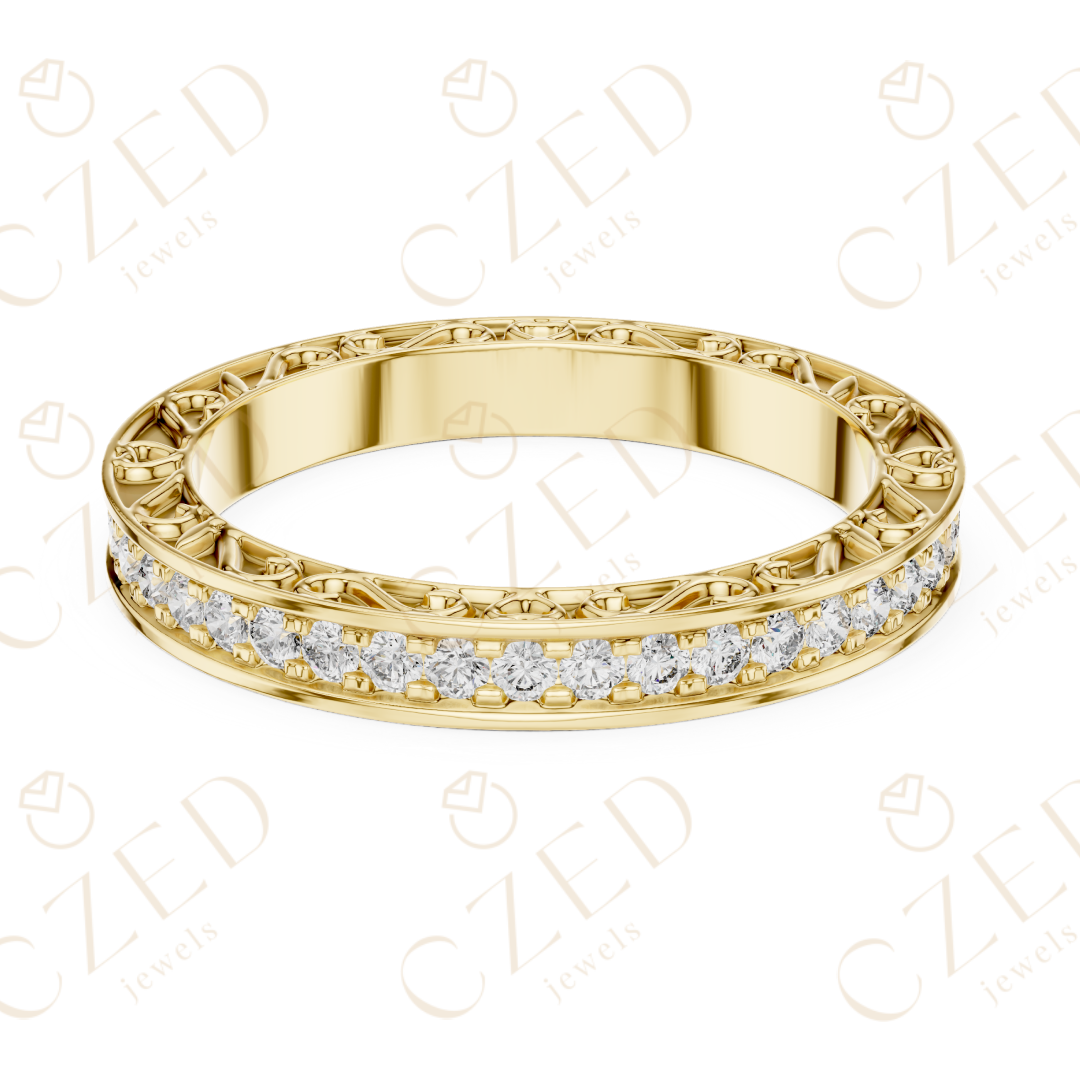 Round Cut Diamond Micro Prong Band Ring