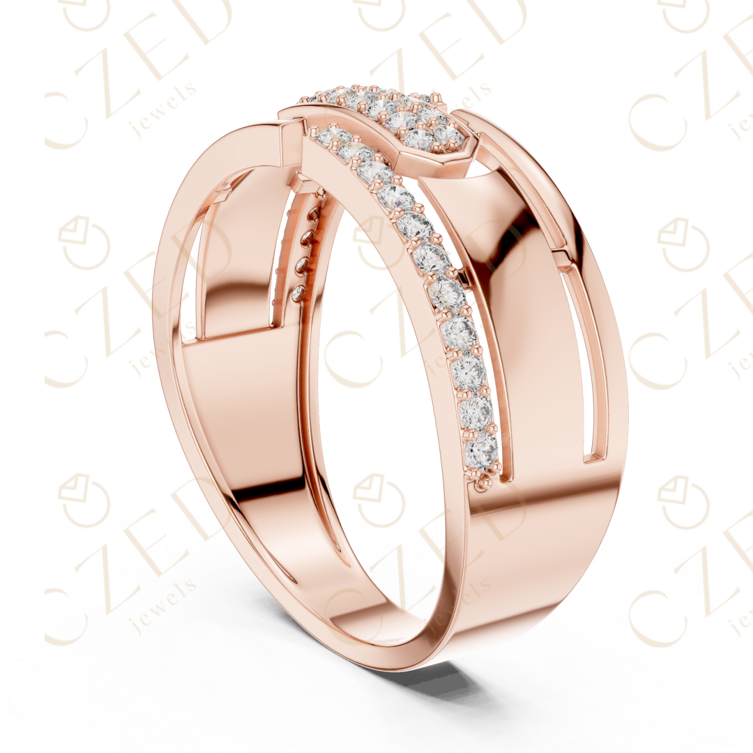 Modern Geometric Round Cut Diamond Statement Band