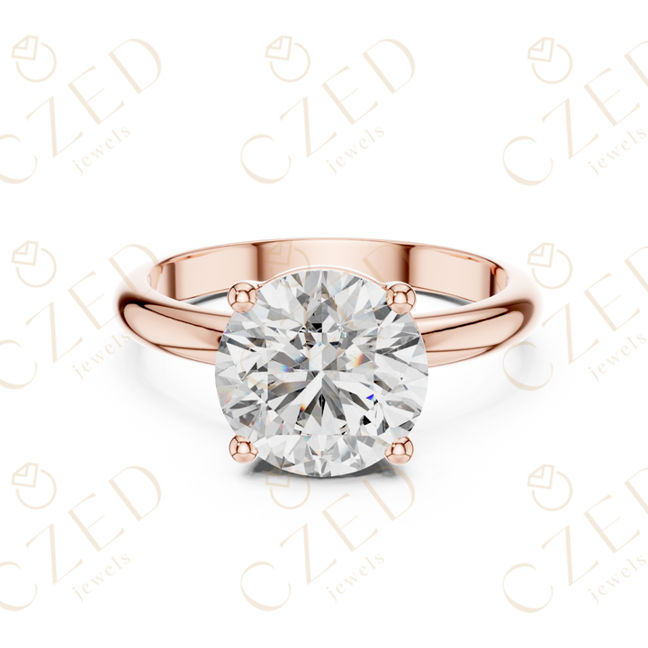 Round Cut Solitaire Diamond Ring with Timeless Classic Band