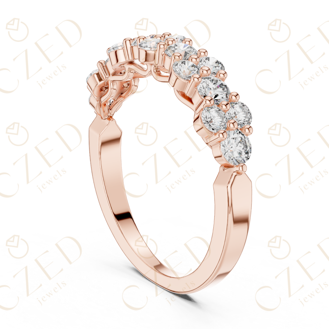 Round Brilliant Diamond Band Ring with Graduated Collet Setting