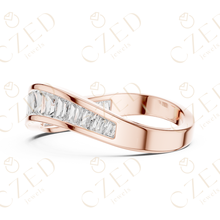 Baguette Cut Diamond Twist Band with Channel Setting