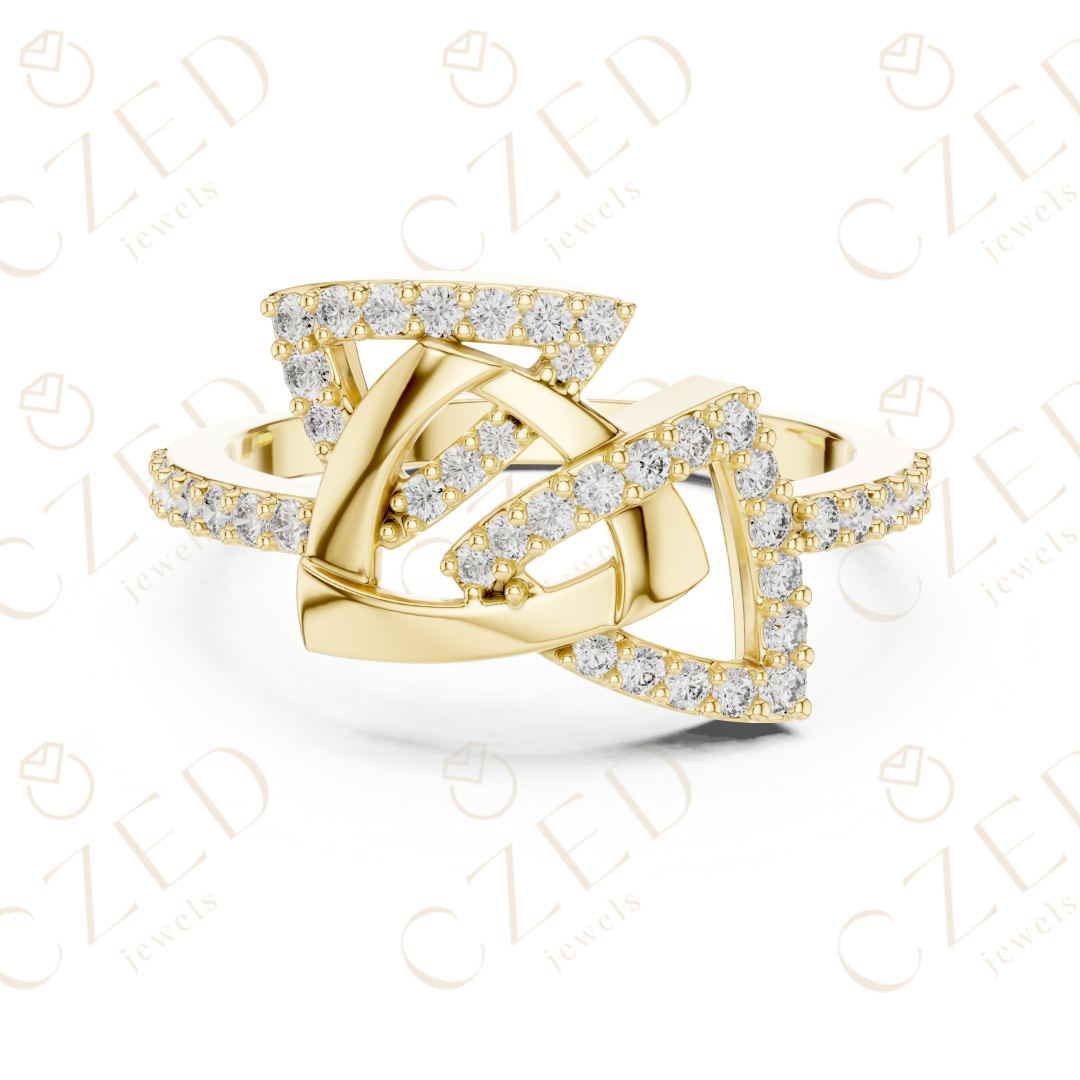 Round Cut Diamond Interlocking Infinity Twist Fashion Ring