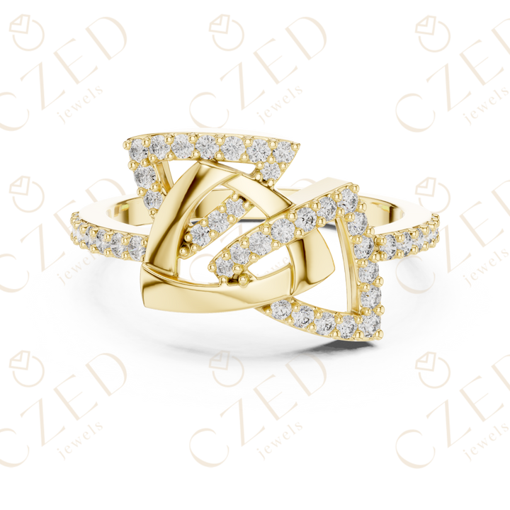 Round Cut Diamond Interlocking Infinity Twist Fashion Ring