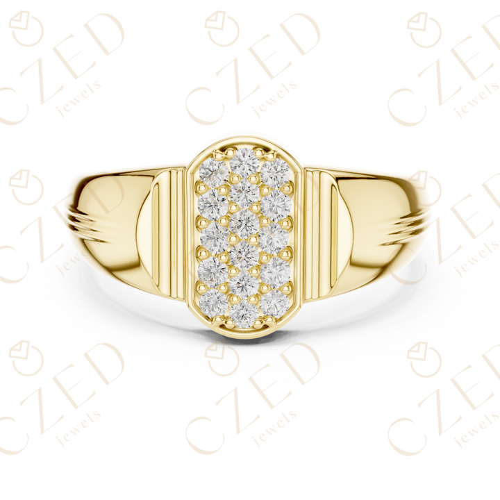 Round Cut Diamond Rectangular Pavé Panel Men’s Band