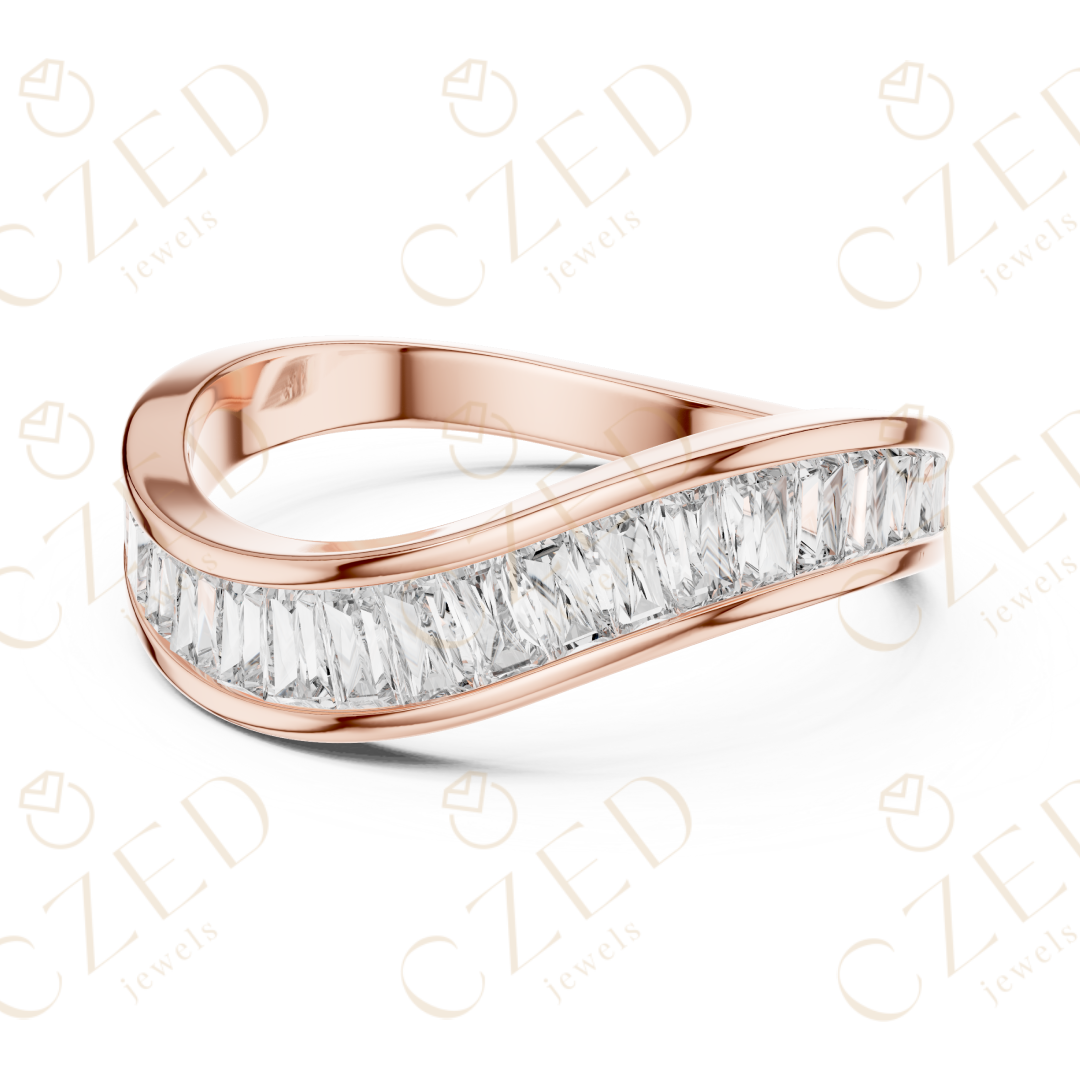 Baguette Cut Diamond Twist Band with Channel Setting