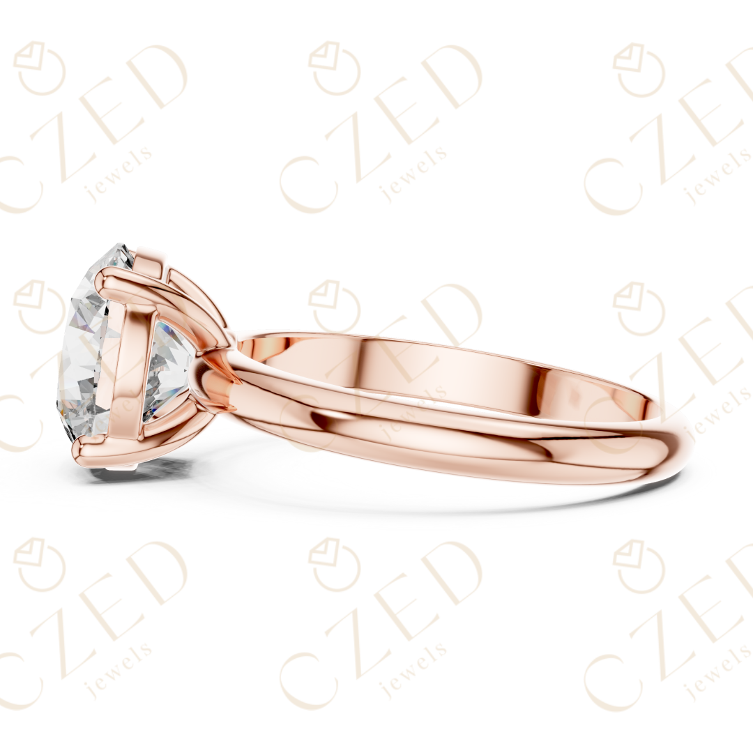 Round Cut Solitaire Diamond Ring with Timeless Classic Band