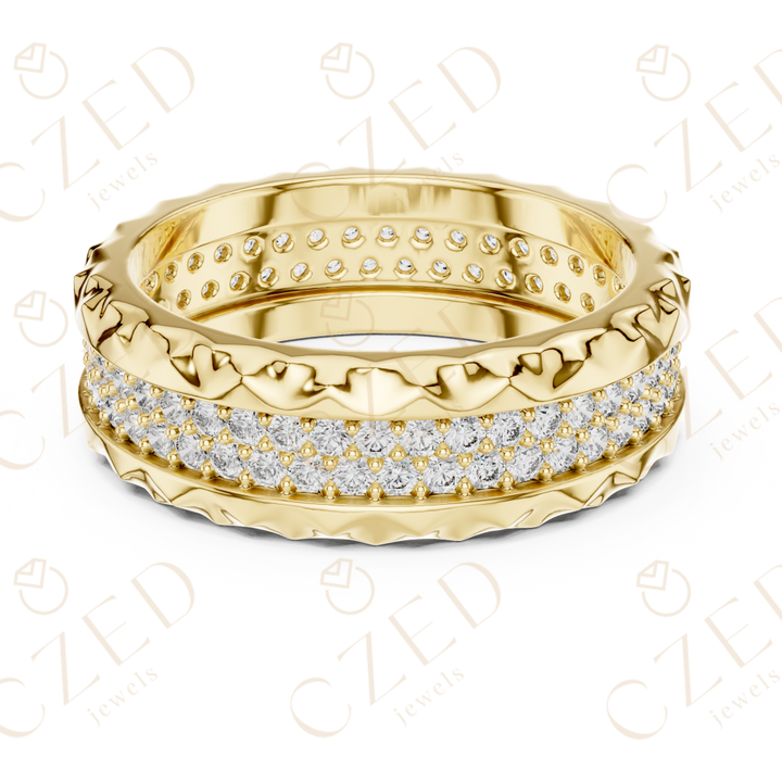 Round Brilliant Diamond Band with Textured Edge Design