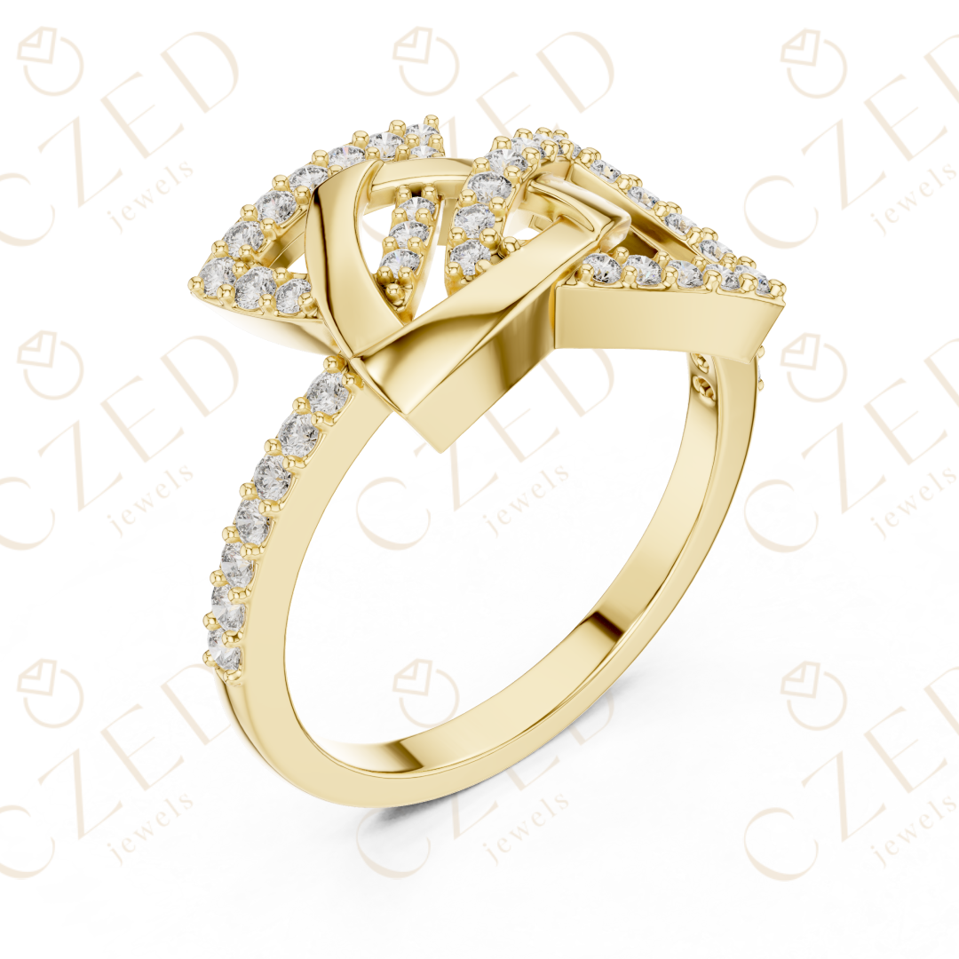 Round Cut Diamond Interlocking Infinity Twist Fashion Ring