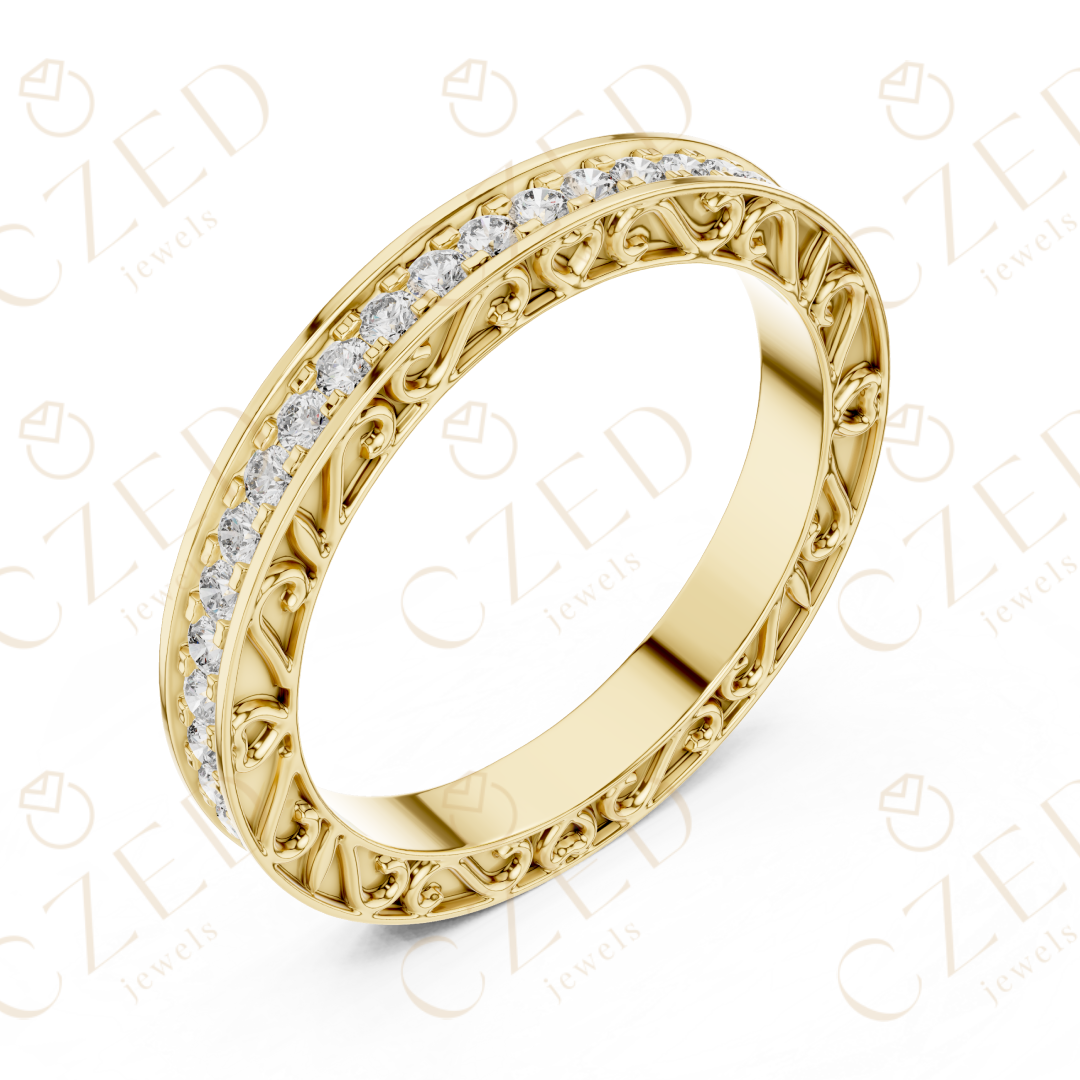 Round Cut Diamond Micro Prong Band Ring